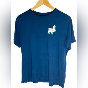 FIGS Super Soft Blue Short Sleeve Tee with Llama Size Medium